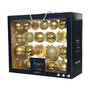 42 kerstballen goud assortie in showdoos