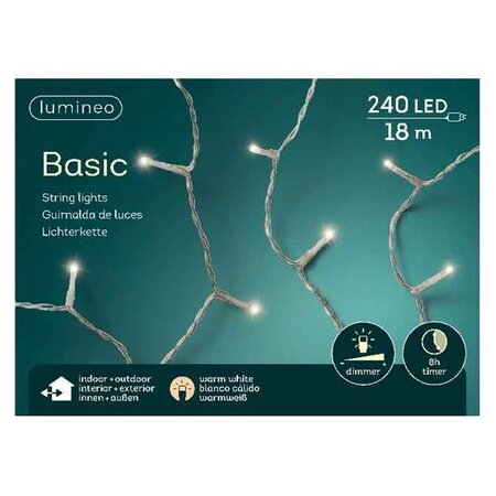Basic rice lights 240led 18m warm white transparant snoer | Lumineo 494262