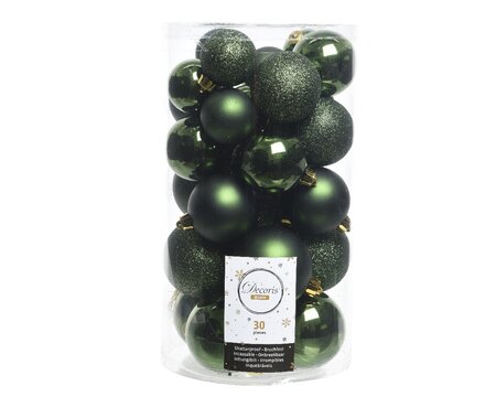Decoris onbreekbare kerstballen dennengroen 30stuks