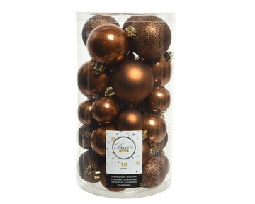 Decoris onbreekbare kerstballen kaneel 30stuks