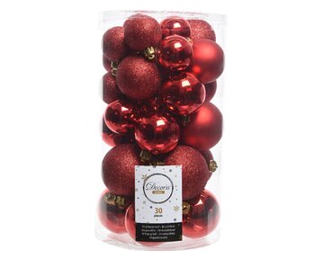 Decoris onbreekbare kerstballen kerstrood 30stuks