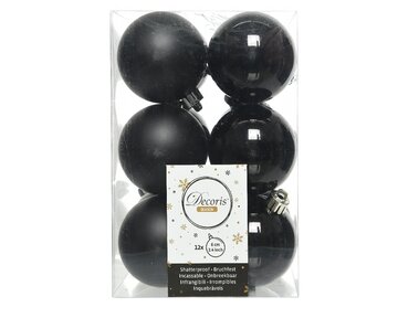 Decoris onbreekbare kerstballen zwart 12 stuks