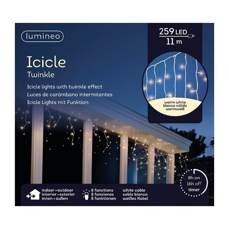 Icicle lights 259led 11m warm white | Lumineo 494828