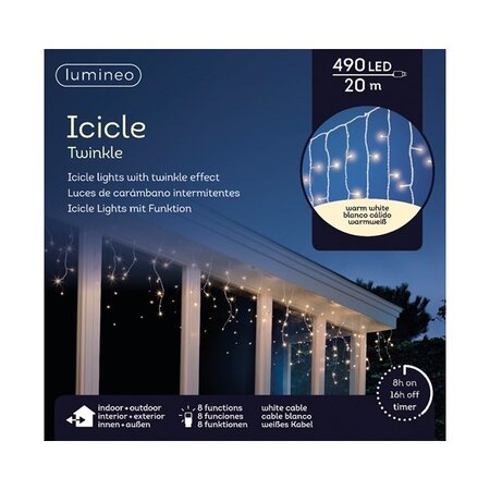 Icicle lights 490led 20m warm white | Lumineo 494809