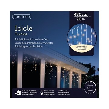 Icicle lights 490led 20m warm white | Lumineo 494809